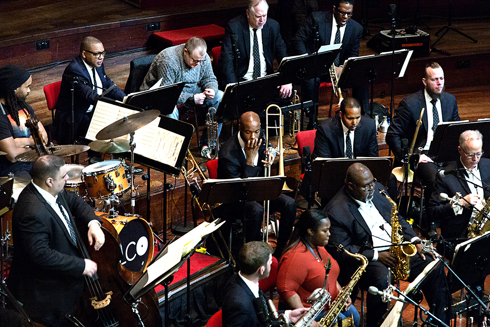 Het Jazz at Lincoln Center Orchestra tijdens de soundcheck.
