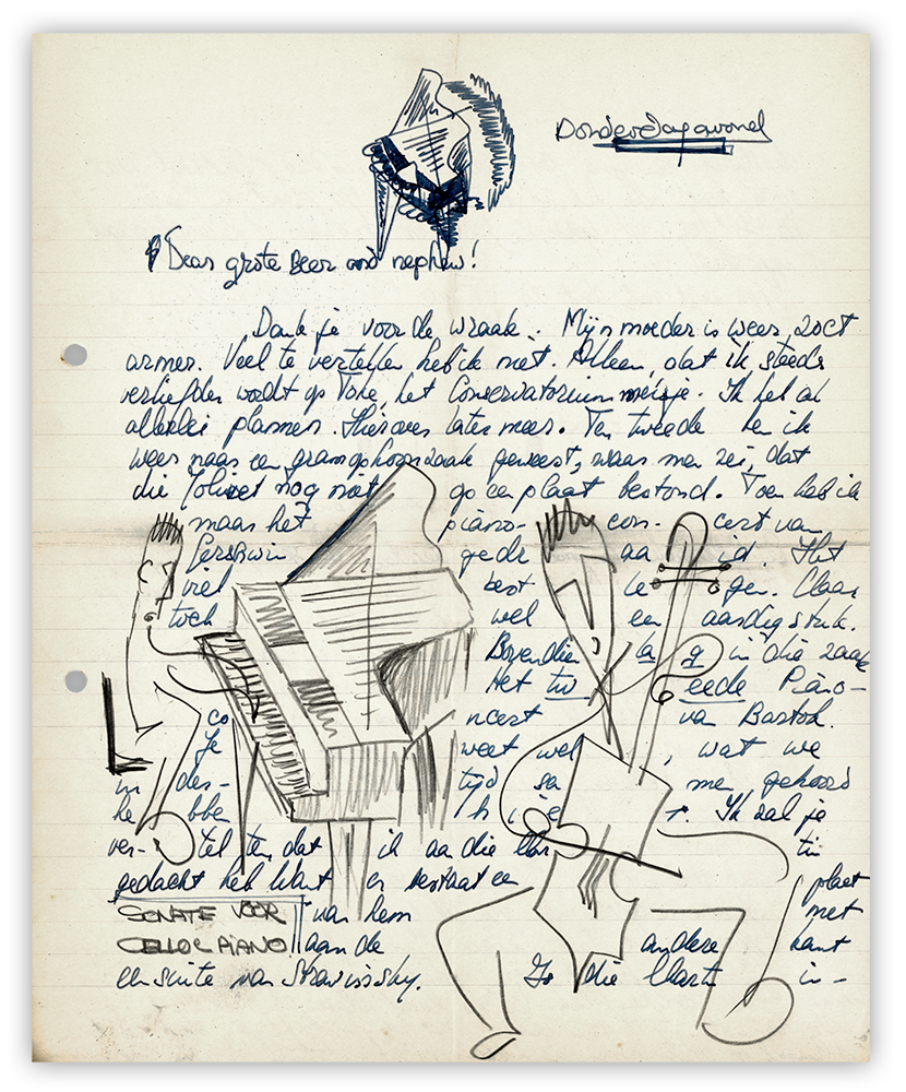 Tussen 1953 en 1958 corresponderen Louis Andriessen en zijn neef Wim Witteman intensief over ‘rauwe’ muziek, ‘linke’ meiden en de ‘ellende’ op school. 